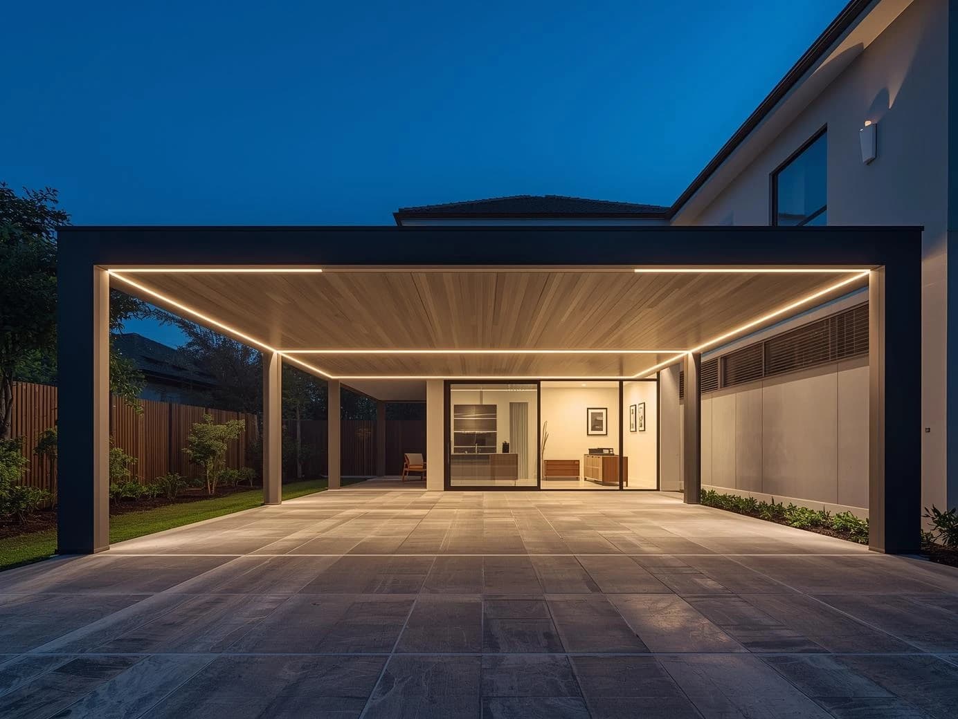 Aluminium carport for villas designed and installed by Wasleen Pergolas in Dubai