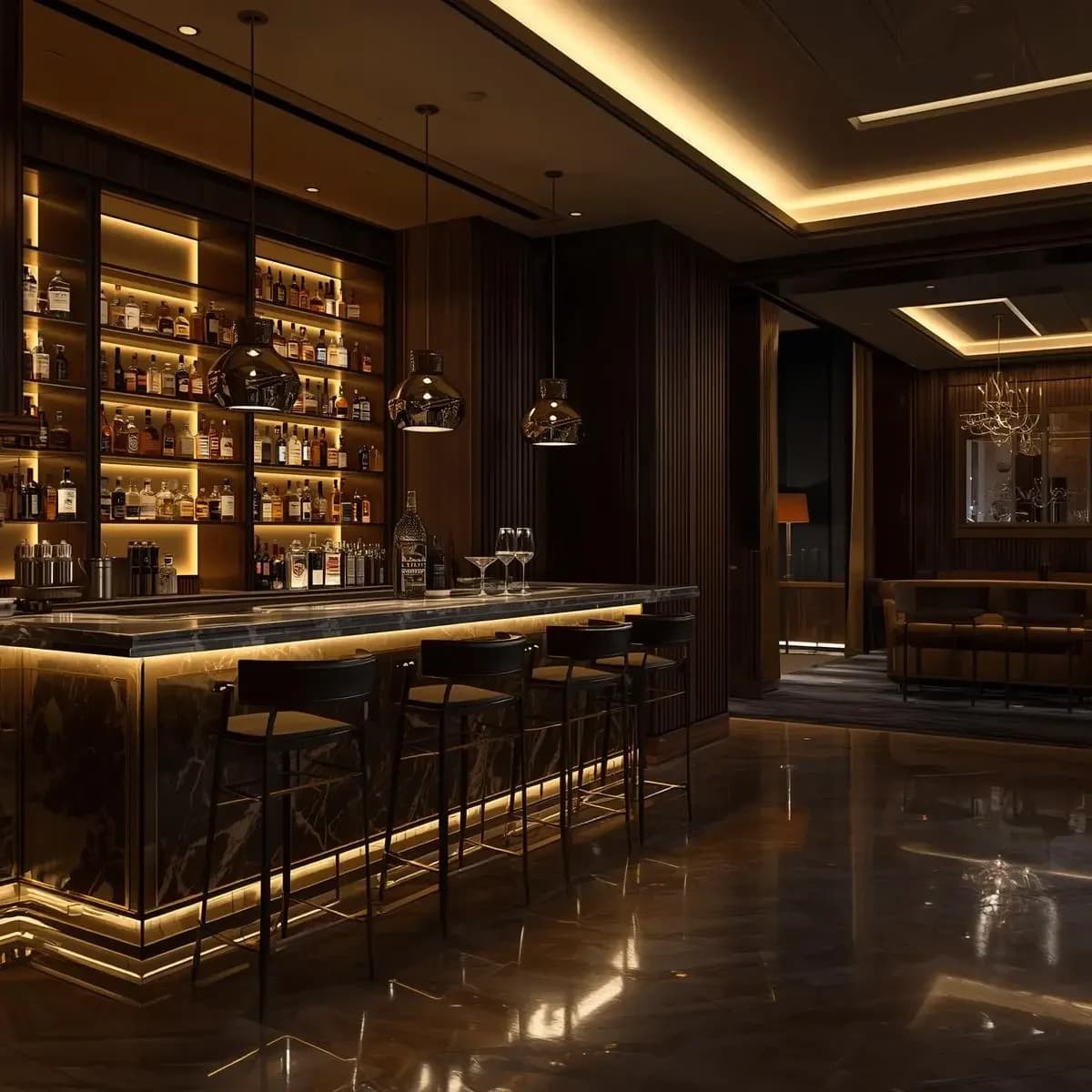 3D visualization of a commercial interior space for a Dubai design review submission